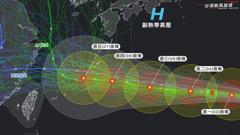 天氣/白海豚有2走法 AI估北轉、傳統模式喊西行對台影響大