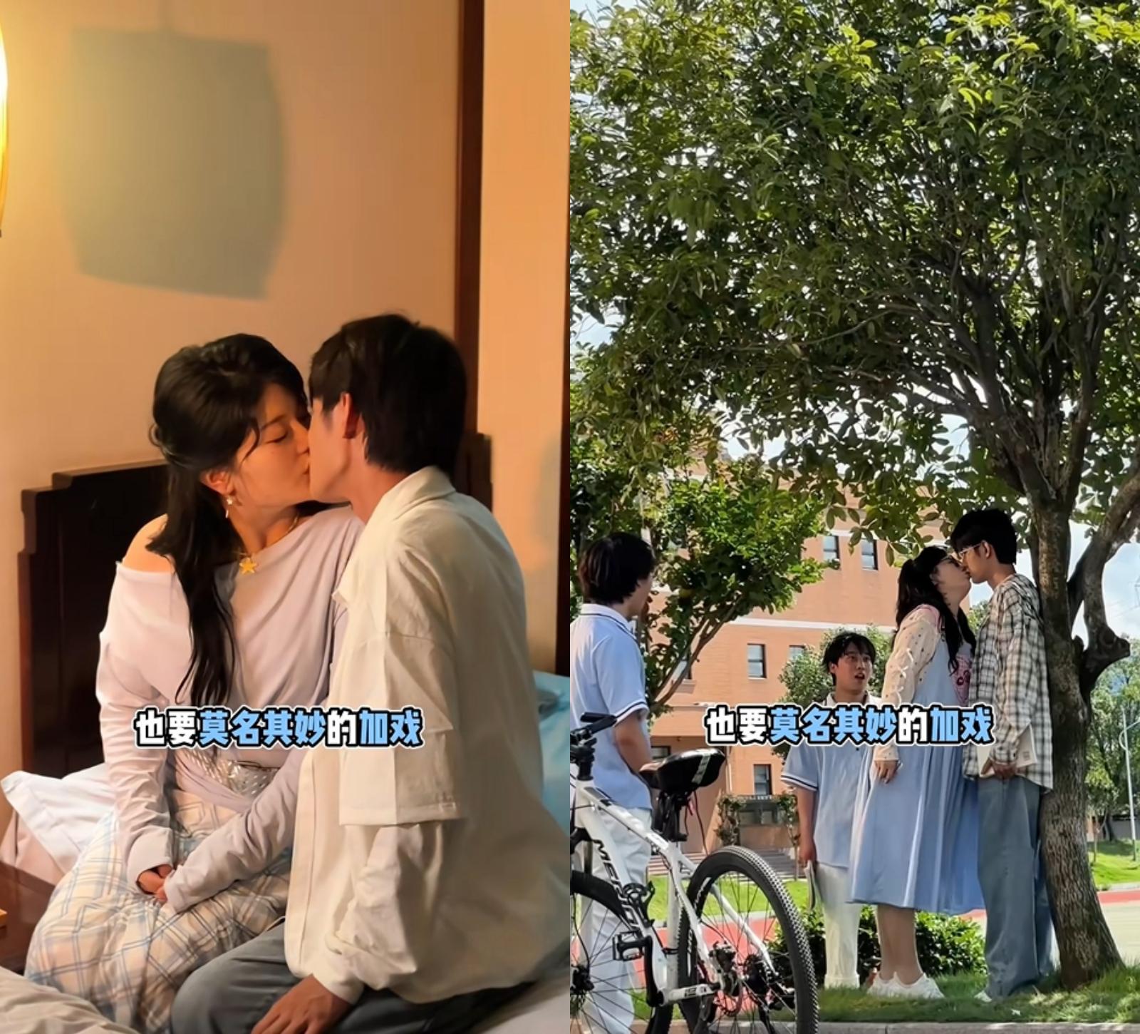 鍾宇飛透露，他拍吻戲時被富婆金主「伸舌頭輸送口水」。（圖／翻攝自抖音）
