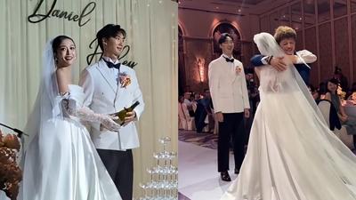 正妹YTR辦婚禮!披絕美白紗甜勾「經紀人老公」 大咖網紅都來了