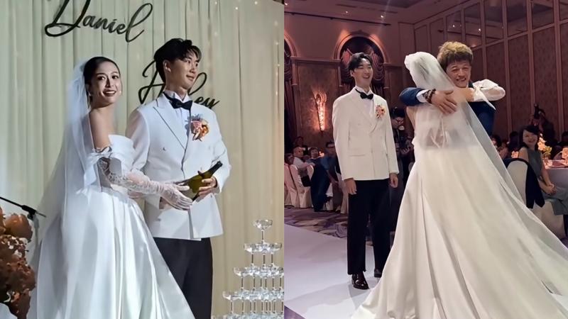 正妹YTR辦婚禮!披絕美白紗甜勾「經紀人老公」 大咖網紅都來了