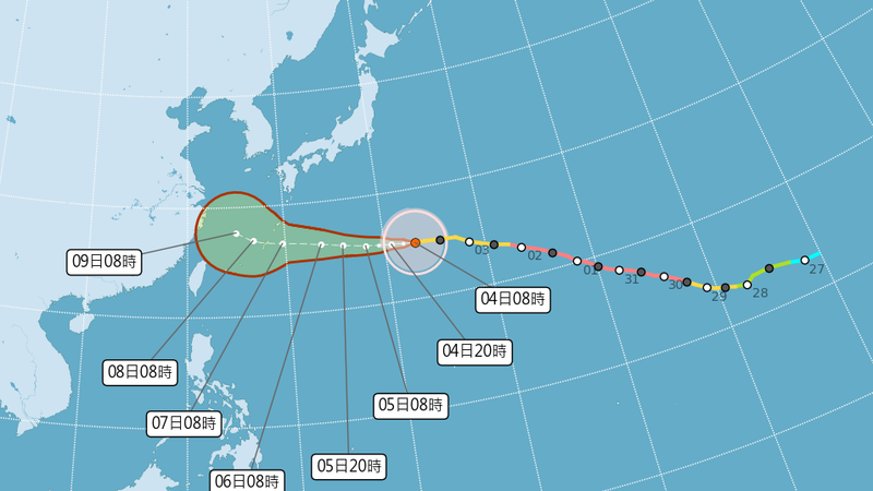 天氣/白海豚颱風路徑「台灣家門口北轉」 暴風圈恐掠過這地