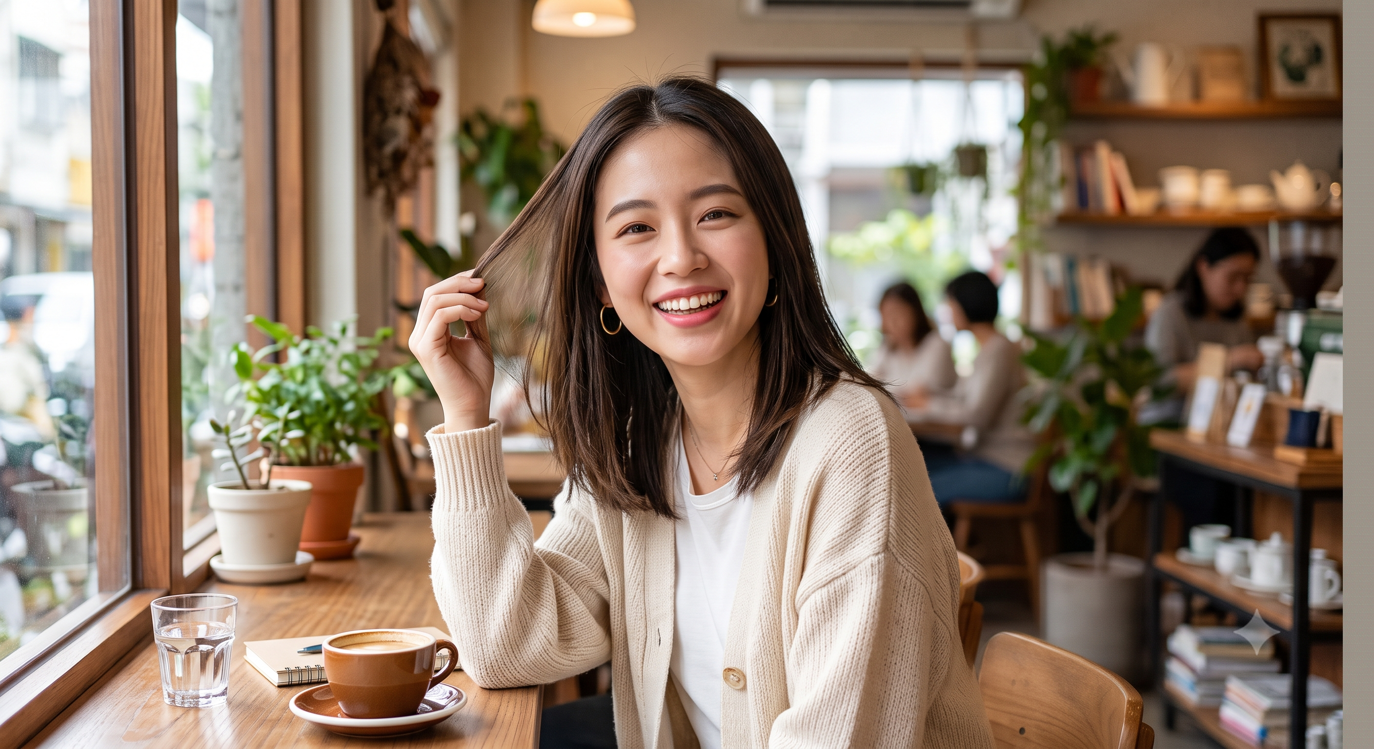 如果髮根為細軟髮、容易塌扁的話，就要增加髮根蓬鬆感來改善無精打采的中分髮型。（圖／AI 生成）