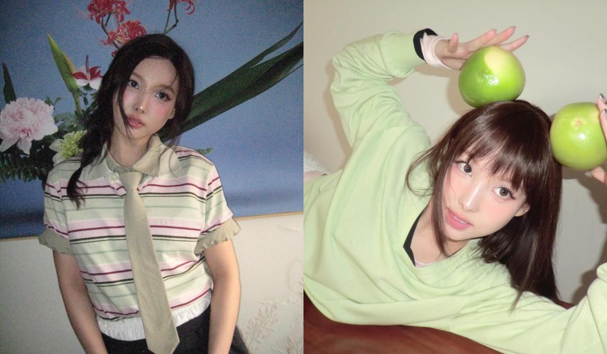 TWICE Nayeon(娜璉)以柔和的薄荷綠不僅襯托出她白皙膚色,也讓整體穿搭更有青春活力。(圖/翻攝自IG@nayeonyny)
