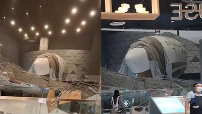 南港LaLaport爆意外!5樓巨型鷹架掉落 砸傷65歲婦