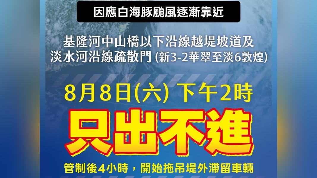 颱風來襲!北市堤外停車今晚6時拖吊