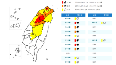 天氣/白海豚外圍環流12縣市豪雨特報 台北、竹苗山區注意大豪雨