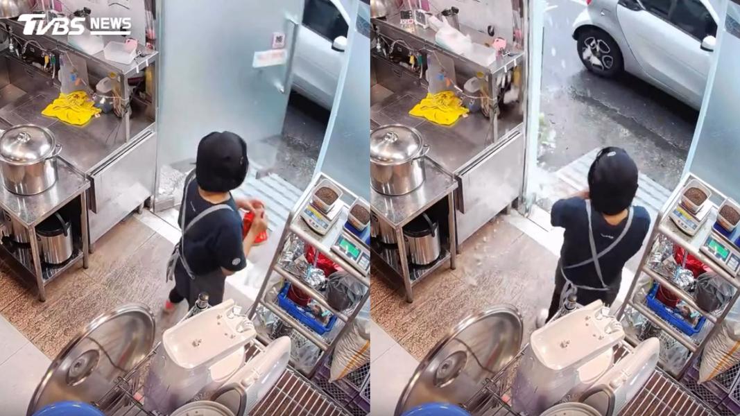 宜蘭狂風灌破飲料店!玻璃門「整片碎光」