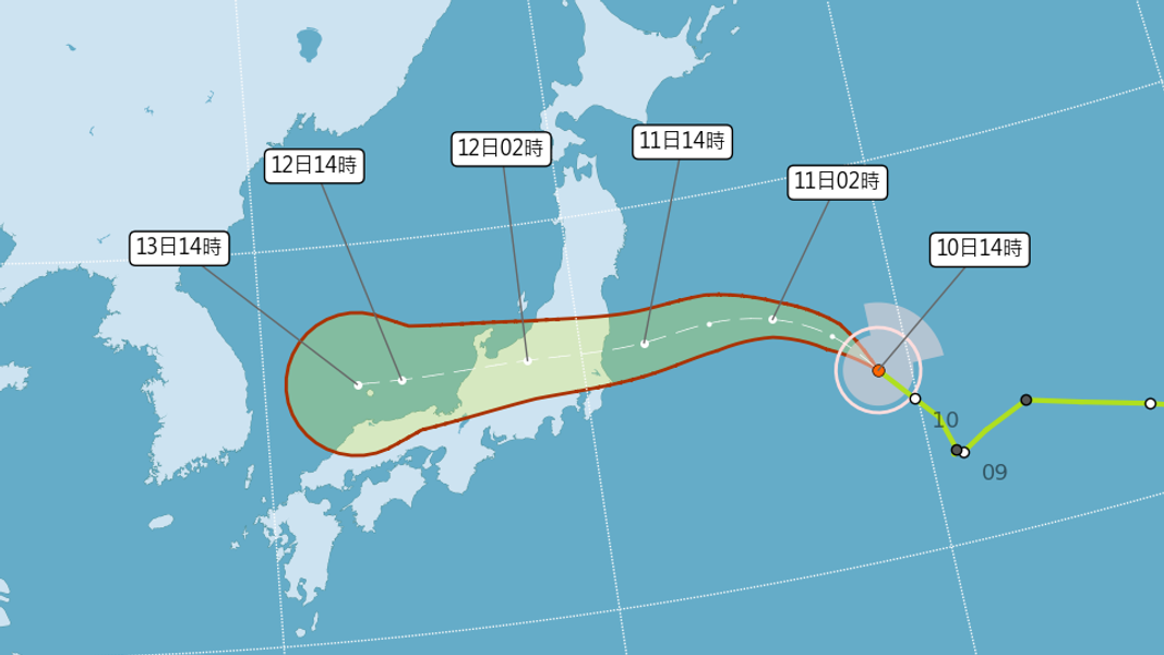 白海豚颱風剛遠離台灣,昌鴻颱風明後天估登陸日本。(圖/中央氣象署)