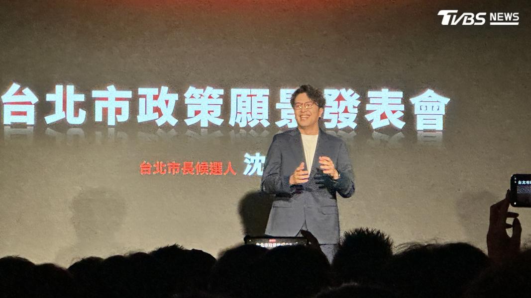 民進黨台北市長參選人沈伯洋11日發表五大政見。(圖/潘袁詩羽攝)