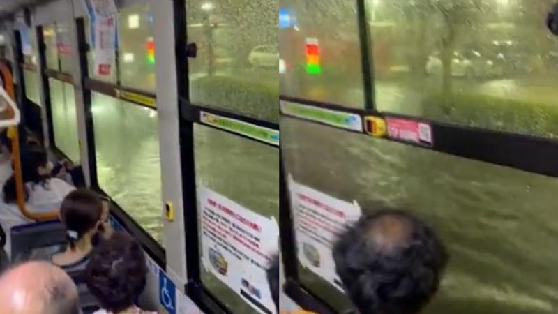 日本千葉暴雨「巴士秒成郵輪」!車門失守秒淹 積水猛灌畫面曝