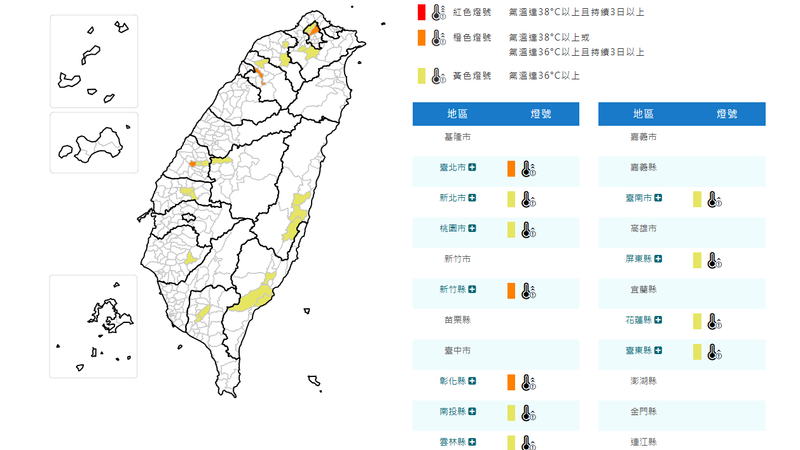 天氣/小心中暑!11縣市亮高溫燈號 台北、彰化飆破36度
