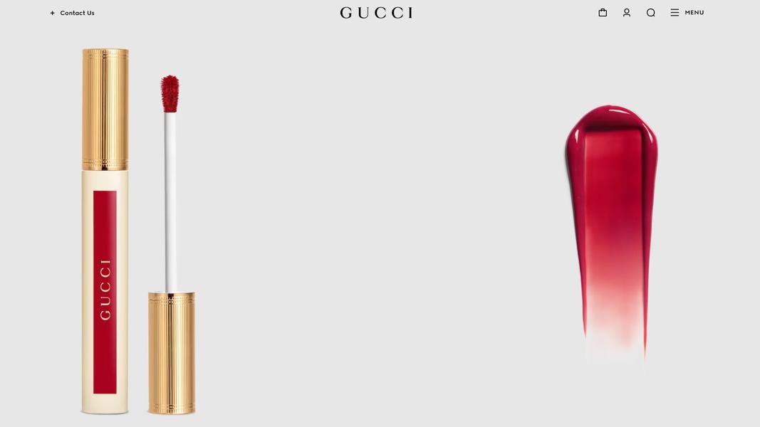 GUCCI的「水凝柔光潤唇油」強推如護唇膏與染唇露的水潤舒適與高顯色度。(圖/翻攝自GUCCI)