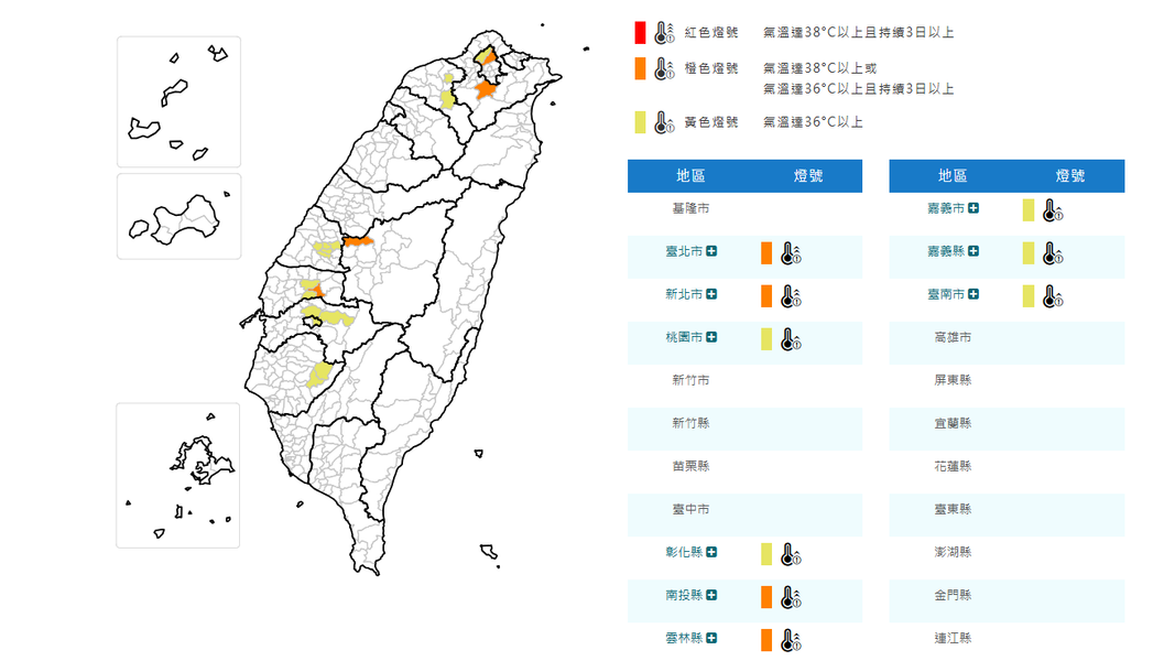 天氣/好熱!9縣市高溫資訊 雙北亮橙燈、有連續36度發生機率