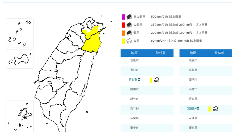 天氣/低壓帶影響!新北市、宜蘭縣大雨特報 恐一路下到晚上