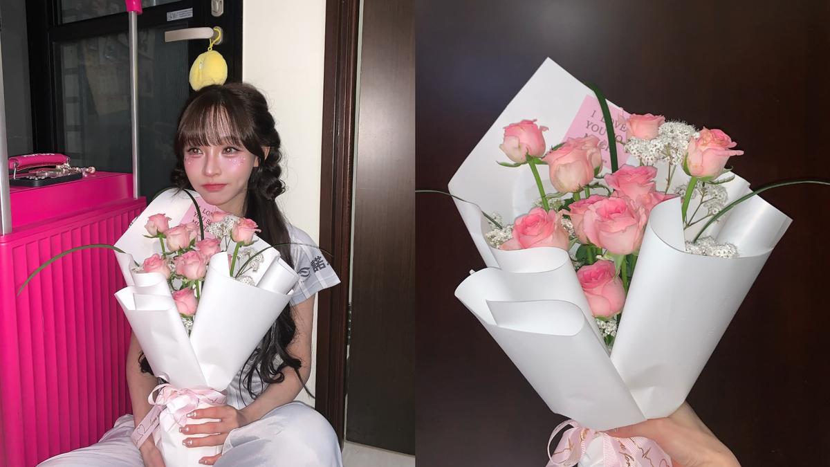 林襄七夕大放閃!手捧「我愛妳」鮮花 嬌羞告白馬傑森:浪漫Boy