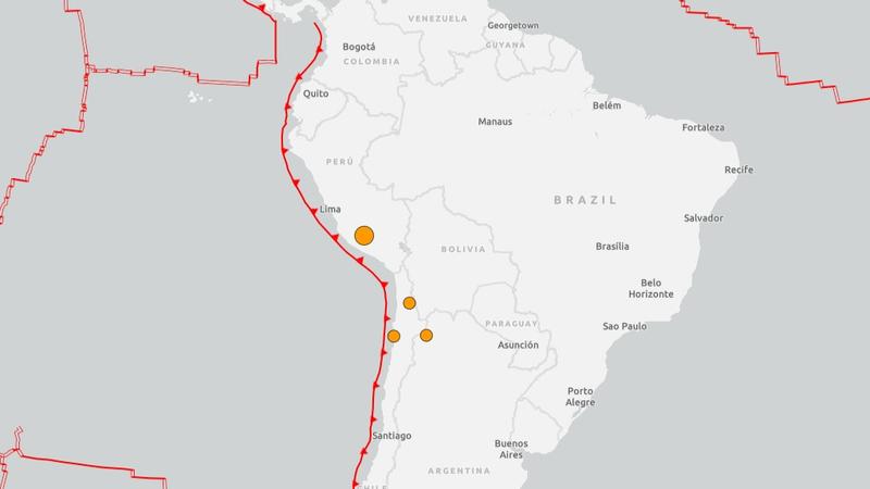 秘魯南部「規模6.7強震」!震央深度66公里 多地有感