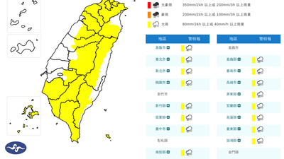 天氣/國家警報響了!大雷雨轟南台灣 16縣市大雨特報