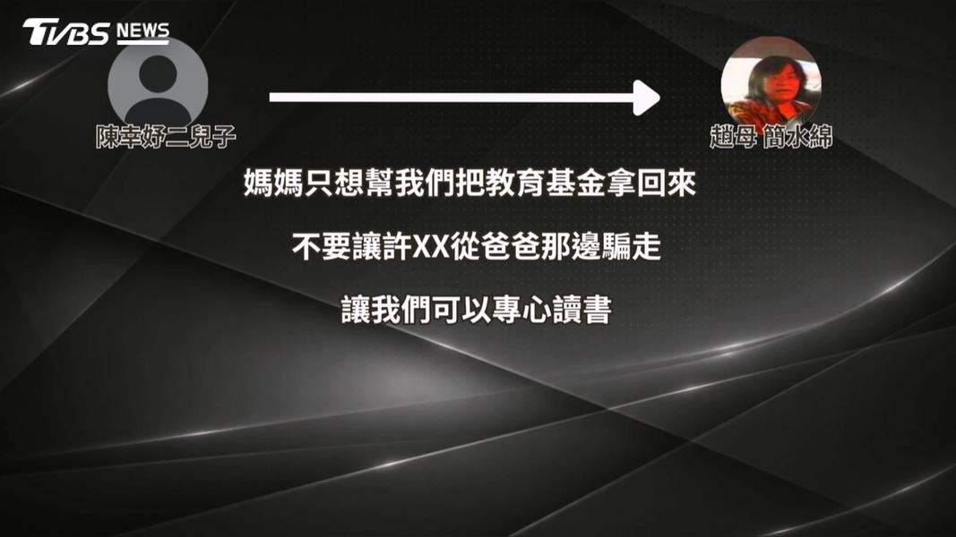 趙建銘母喊話「會叫他還錢」!陳幸妤兒曝美國生活:比小三薪水還省(圖/TVBS)