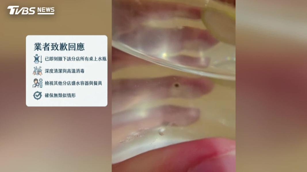 業者對此事件致歉,表示已即刻撤下該分店現場所有桌上水瓶。(圖/Threads@apldgglla)(圖/TVBS)