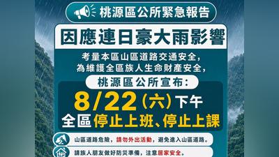 快訊/豪雨狂炸南台灣!高雄急宣布:1區今下午停班停課