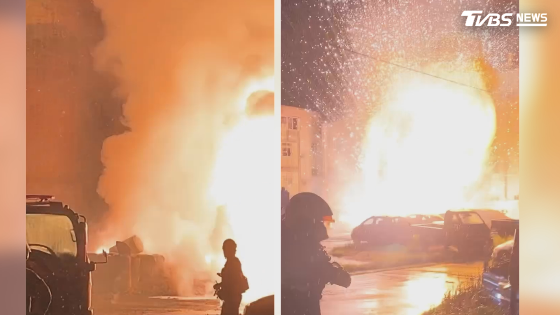 凌晨巨響驚醒全城!台南空地爆炸「如核彈」 22車燒毀15人傷(圖/翻攝Threads_chen___20)