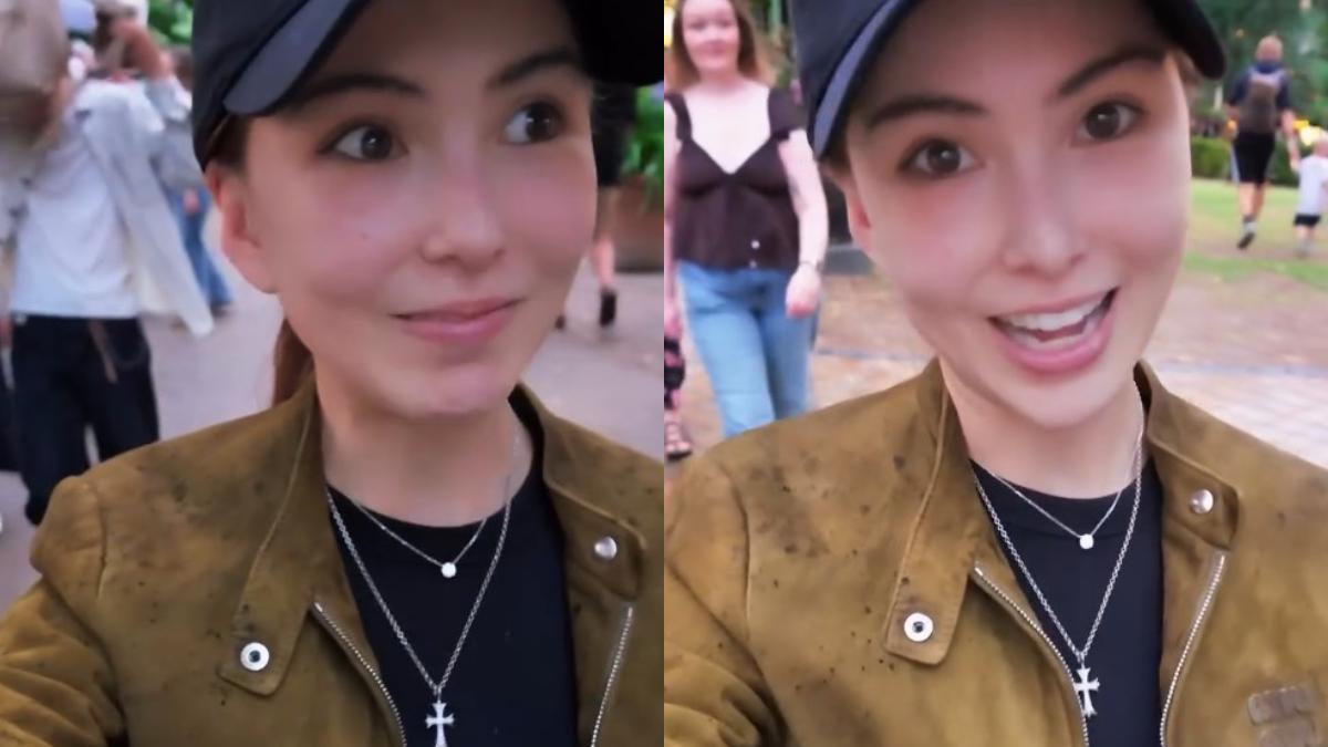 影片中昆凌提到自己是碰巧遇上Jessie J的音樂節表演，不同於平時活動的華麗裝造，整體造型相當輕鬆休閒。（圖／翻攝自IG@hannah_quinlivan）
