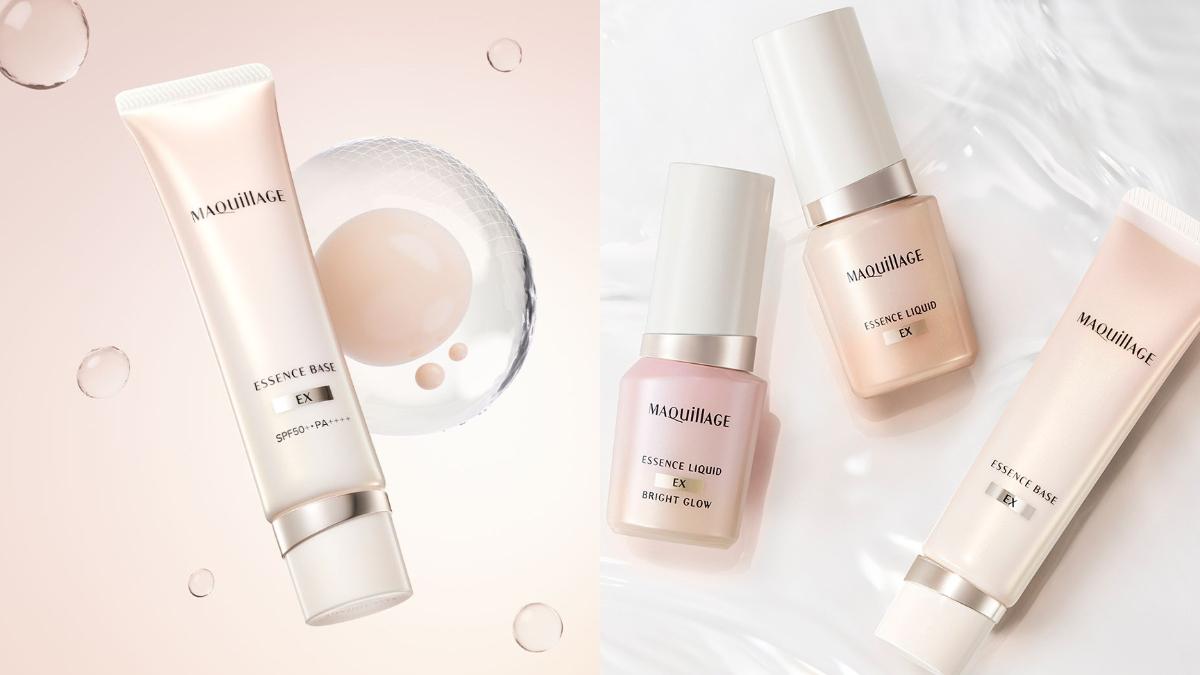 MAQuillAGE推出「心機光采恆潤精華持妝乳」,將修飾粉體融入精華質地中,保濕同時讓粉體貼合肌膚。(圖/翻攝自IG@maquillage_jp)
