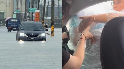 高雄暴雨狂炸!柯志恩勘災座車泡水拋錨 「水壓卡死車門」她爬窗脫困