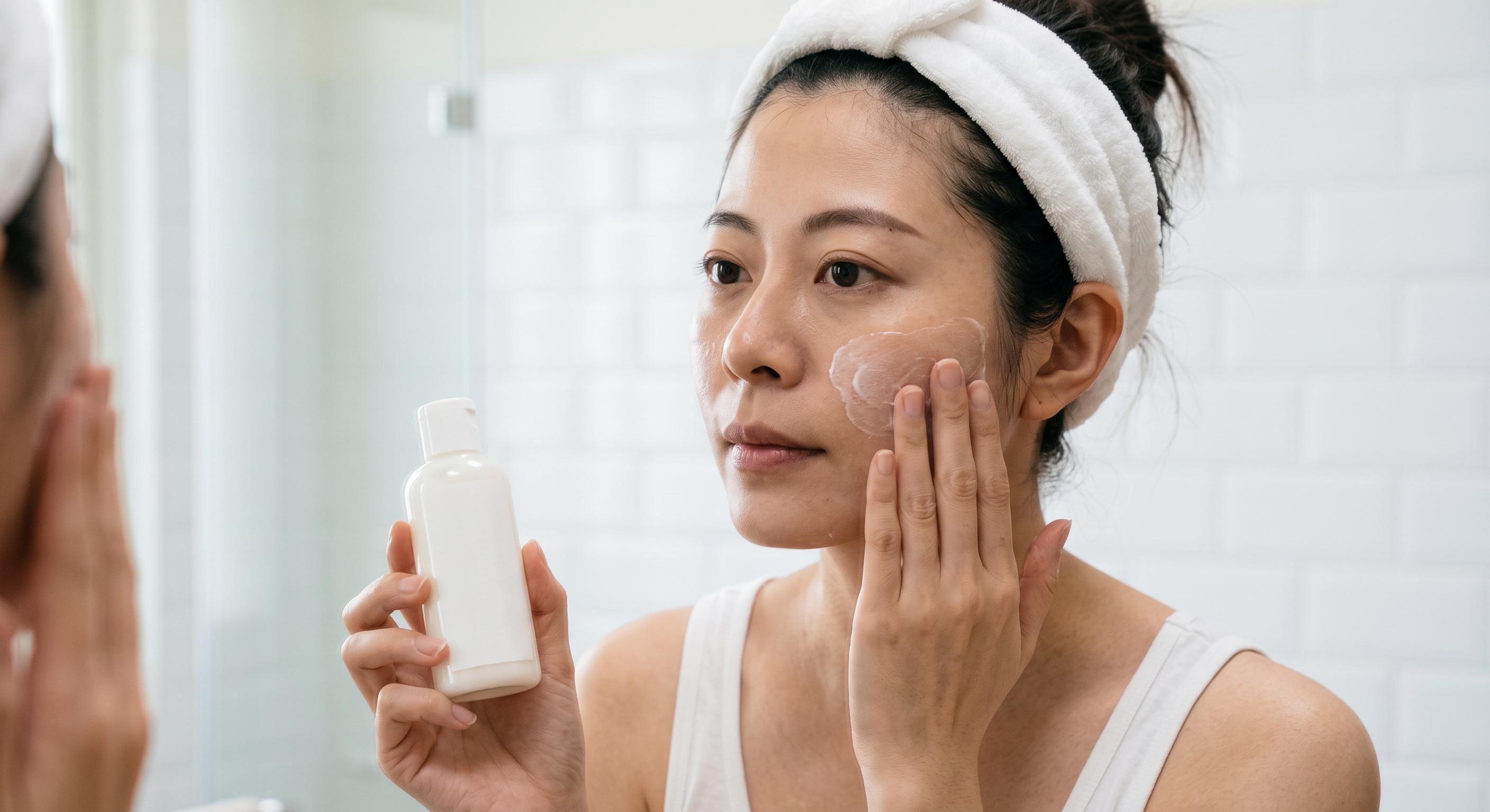 敷完面膜後若沒有即時擦乳液或乳霜鎖水,補進去的水分很容易再次蒸發掉。(圖/AI 生成)
