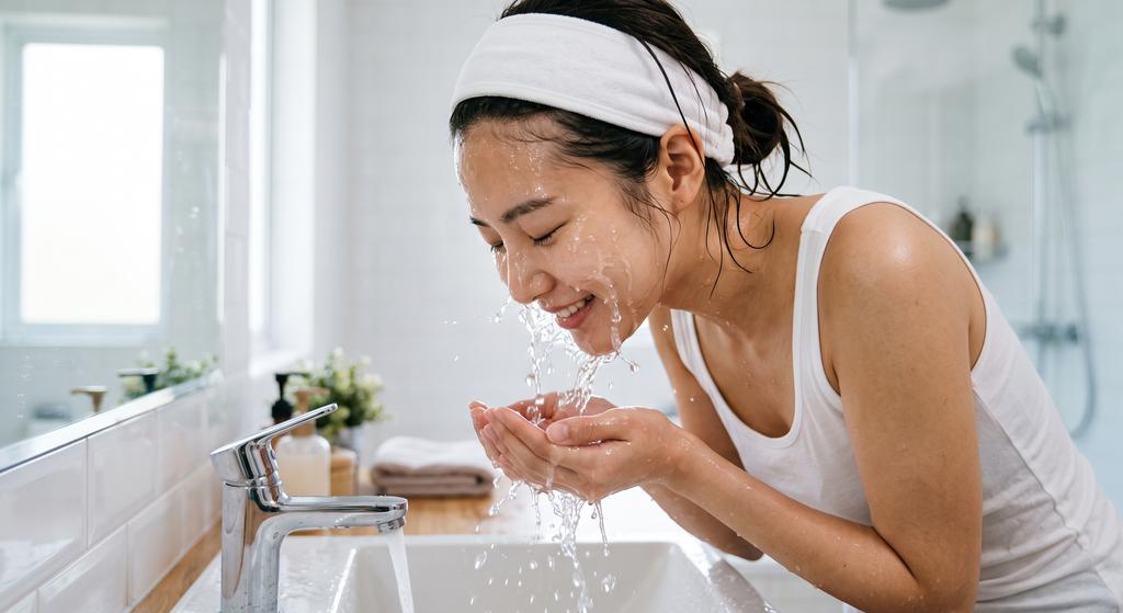 可以把冰水洗臉當成是早晨快速消腫的方法,切勿為了追求效果,讓臉一直浸泡在超冰的水裡。(圖/AI 生成)
