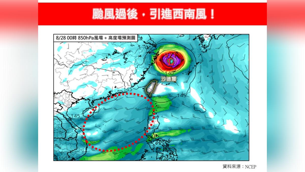 天氣/中颱沙德爾過後引進西南風!專家示警「2區」防劇烈豪雨