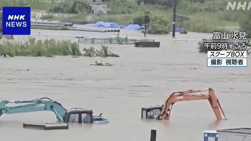 日本石川縣、富山縣大豪雨!發布最高級大雨特別警報 多處淹水