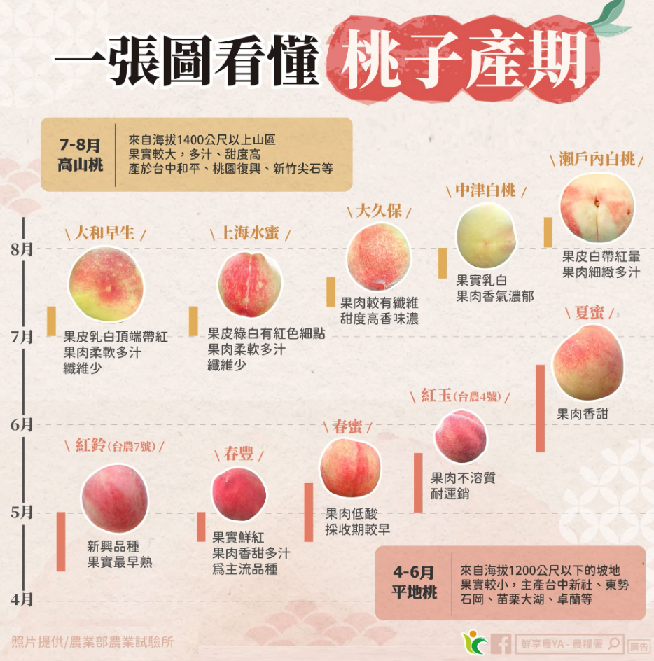 平地桃與高山桃差別。（圖／翻攝自臉書「鮮享農YA - 農糧署」）