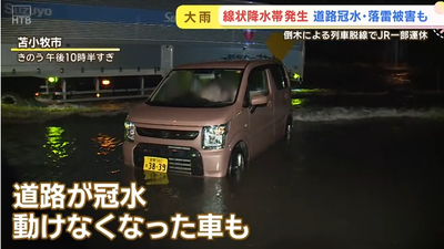 北海道暴雨冰雹狂炸!時雨量破紀錄 JR撞上倒木脫軌、土石流吞路