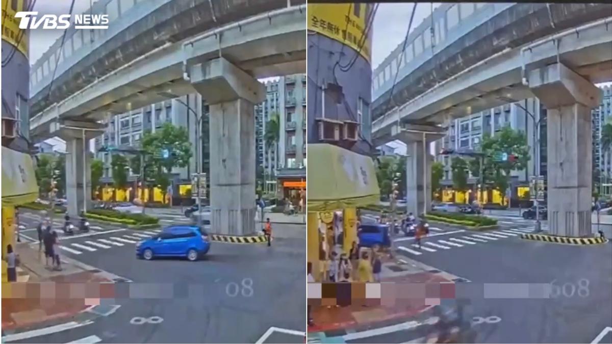 當得來速?板橋翁買麵包 整輛車「逆向開上騎樓」險撞店員