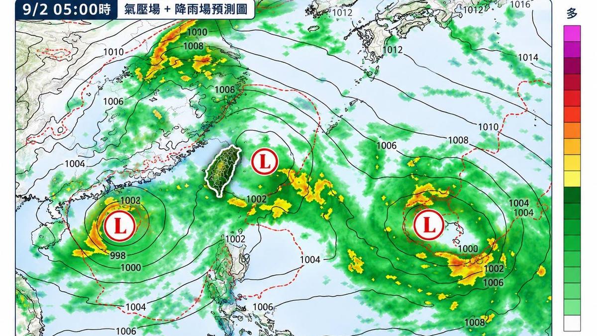 就在台灣附近!季風槽「颱風窩大爆發」連3天雷雨下到紫爆