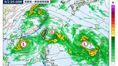 天氣/就在台灣附近!季風槽「颱風窩大爆發」連3天雷雨下到紫爆