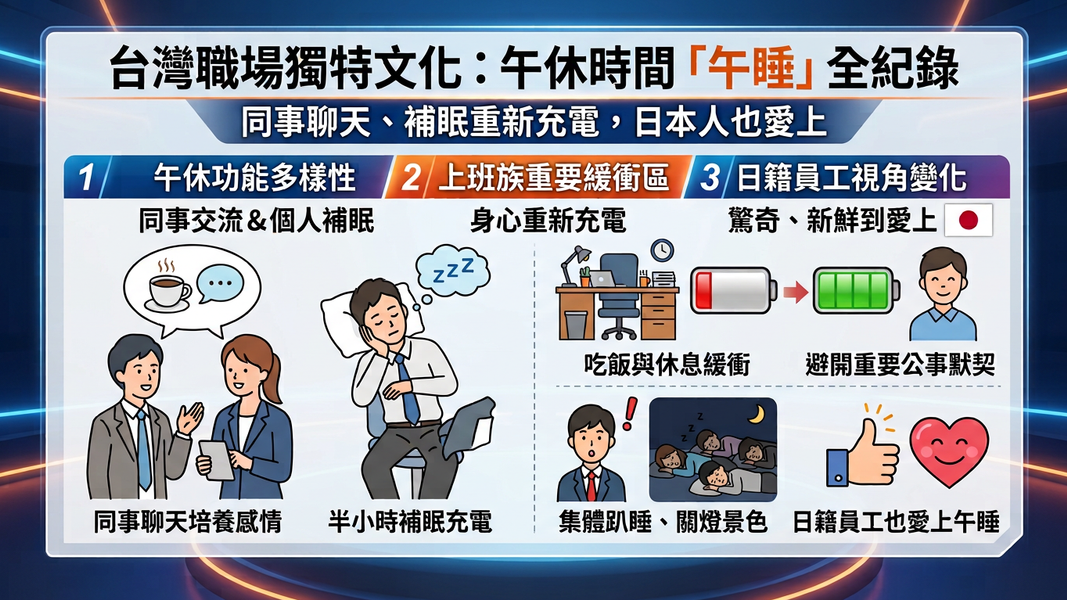辦公室中午集體關燈 午休文化日本人大開眼界(圖/AI 生成)