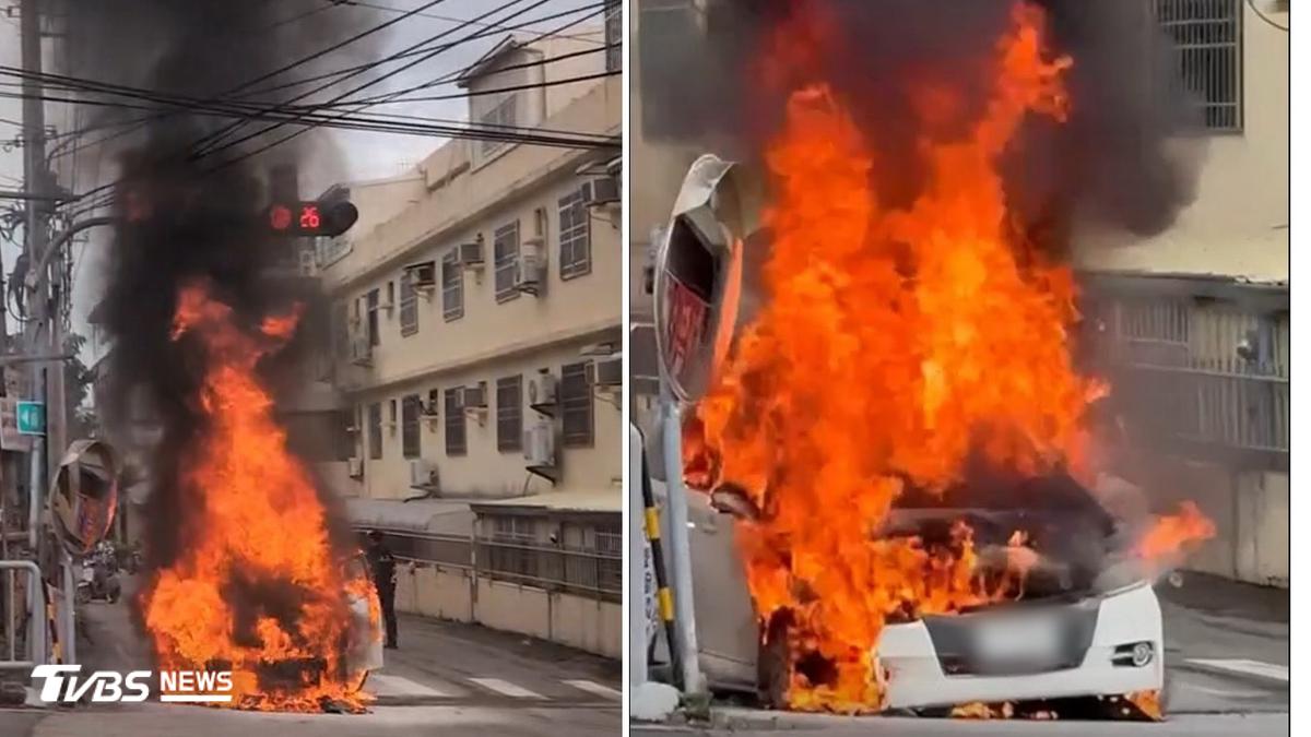 彰化男下班驚見休旅車變火球!急跳車逃生整輛燒成廢鐵