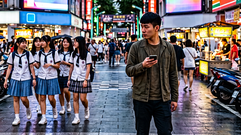 廖姓男子於台北街頭偷拍少女裙底風光販售。(示意圖/AI 生成)