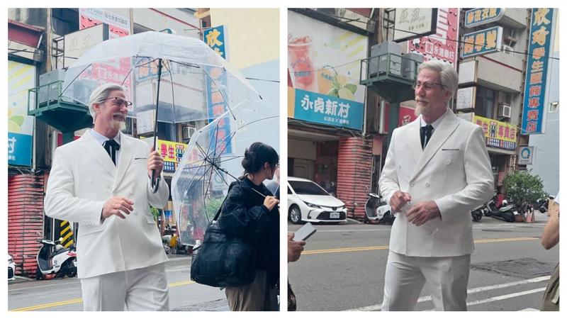 肯德基爺爺排隊買蛋黃酥。(圖/民眾提供)