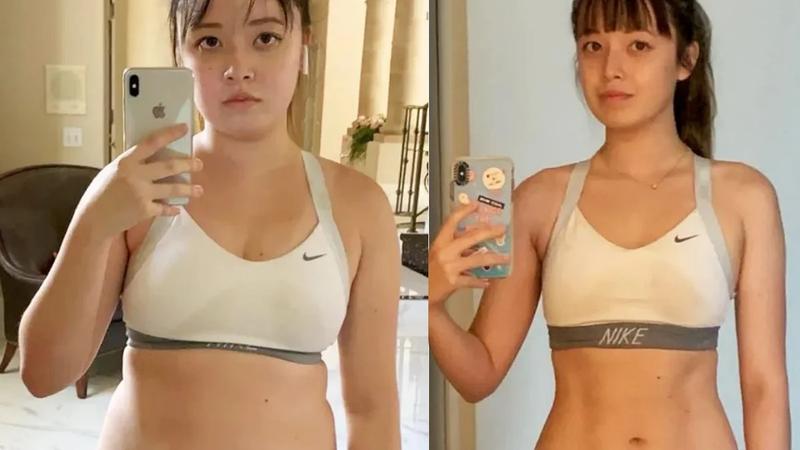 網紅減脂對比照。(圖/翻攝自YT@Alivia D'Andrea)