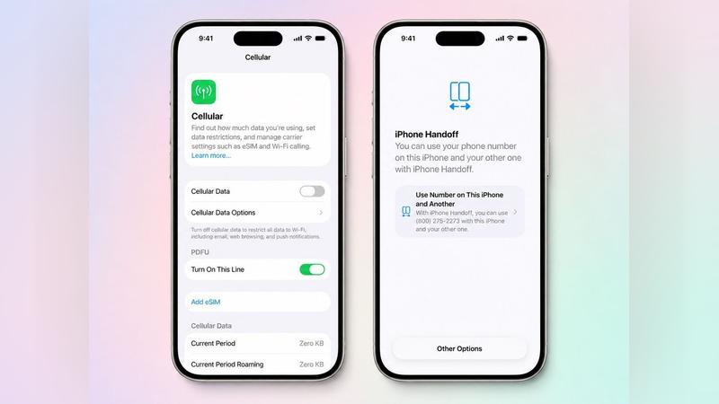 iOS新功能,一組號碼可在兩支iPhone上共用。(圖/翻攝自MacRumors)