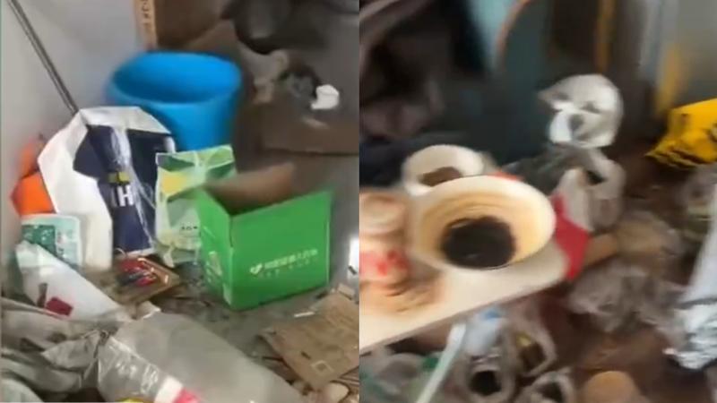 大陸一名房東打開門後,驚見屋內滿地垃圾且散發陣陣惡臭。(圖/翻攝自微博)