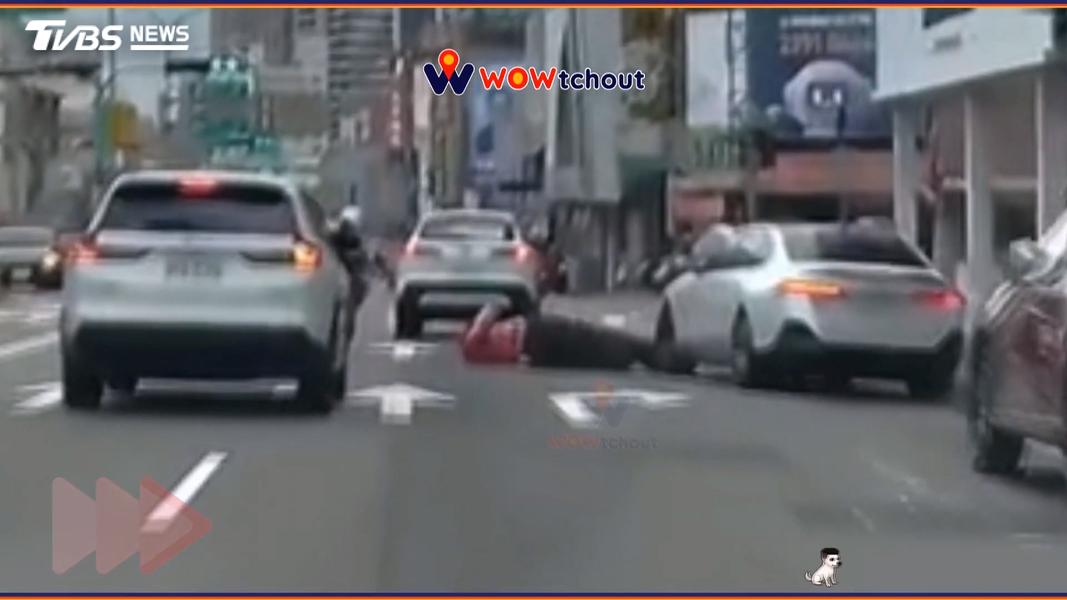 台中3天3起機車事故!路口險撞爆口角 騎士自摔手腳傷(圖/TVBS)