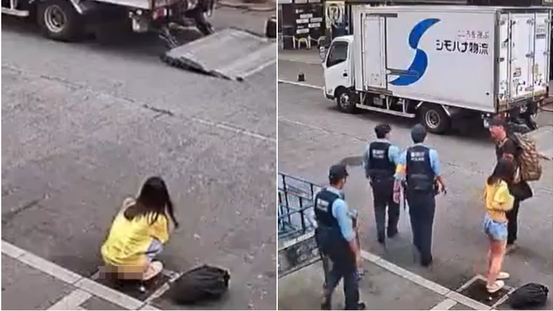 歌舞伎町女子街邊便溺!警巡邏直接路過 網怒:治安真差(圖/翻攝自X@Chihaya0425)