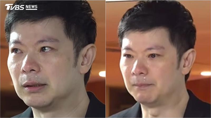國民黨台北市議員李柏毅現身向醫護道歉,數度淚崩。(圖/TVBS)