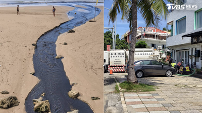 墾丁南灣沙灘驚見「混濁黑溝」海水都遭污染 遊客嚇壞:以為漏油