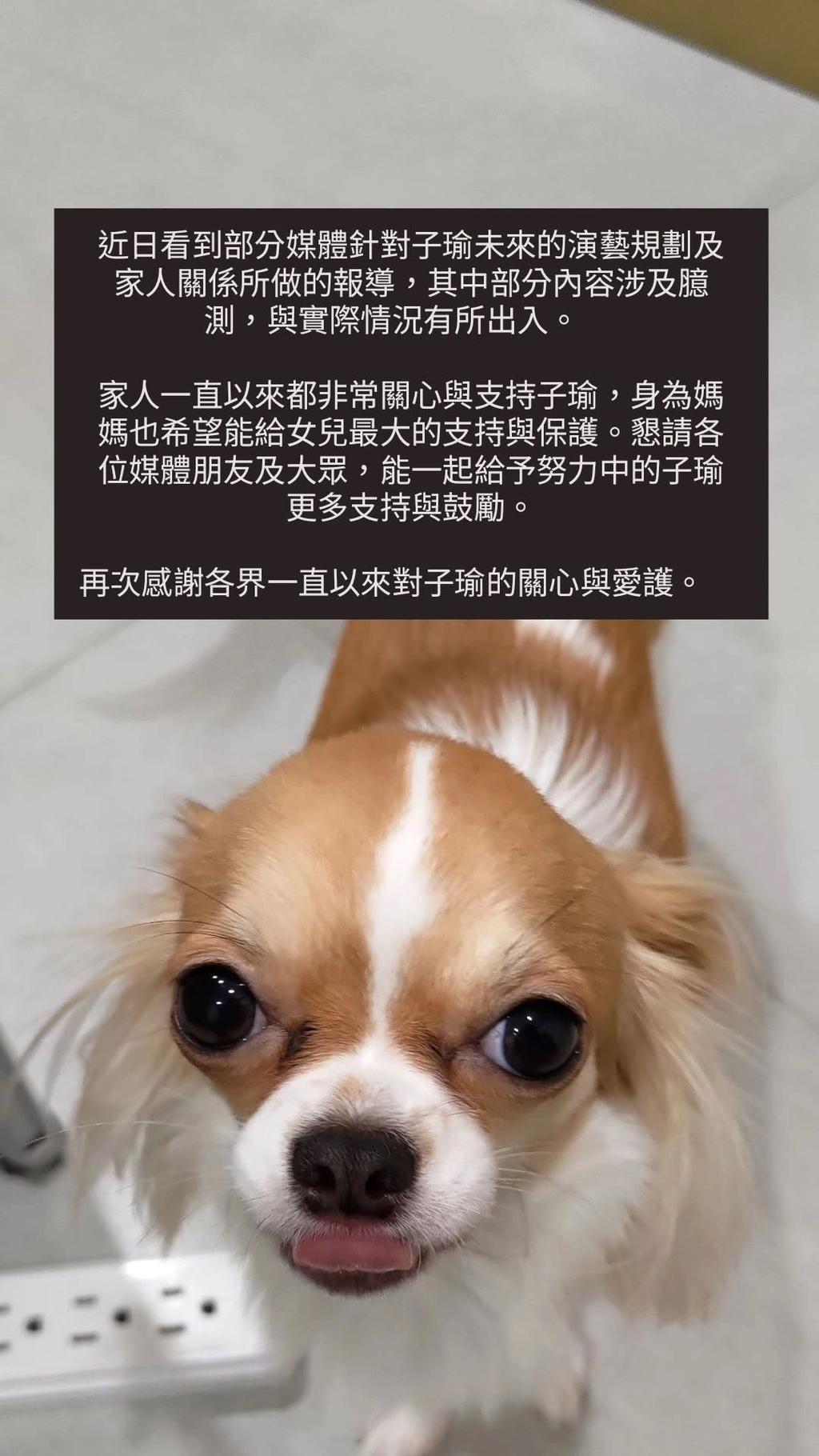子瑜的媽媽黃燕玲稍早發文。（圖／翻攝自當事人IG）