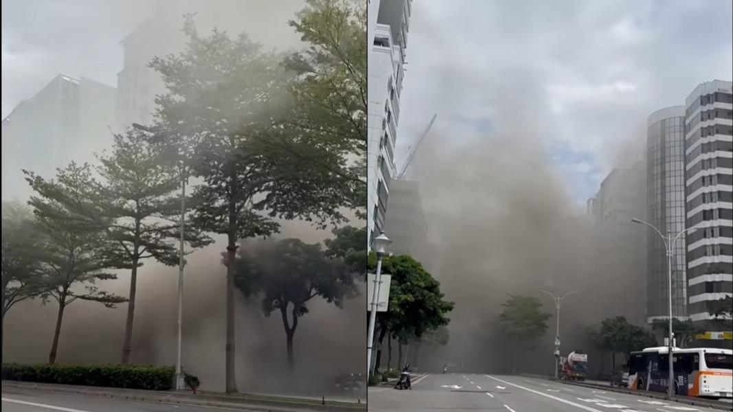 濃煙竄到馬路上,相關畫面再網上掀起討論。(圖/民眾提供)